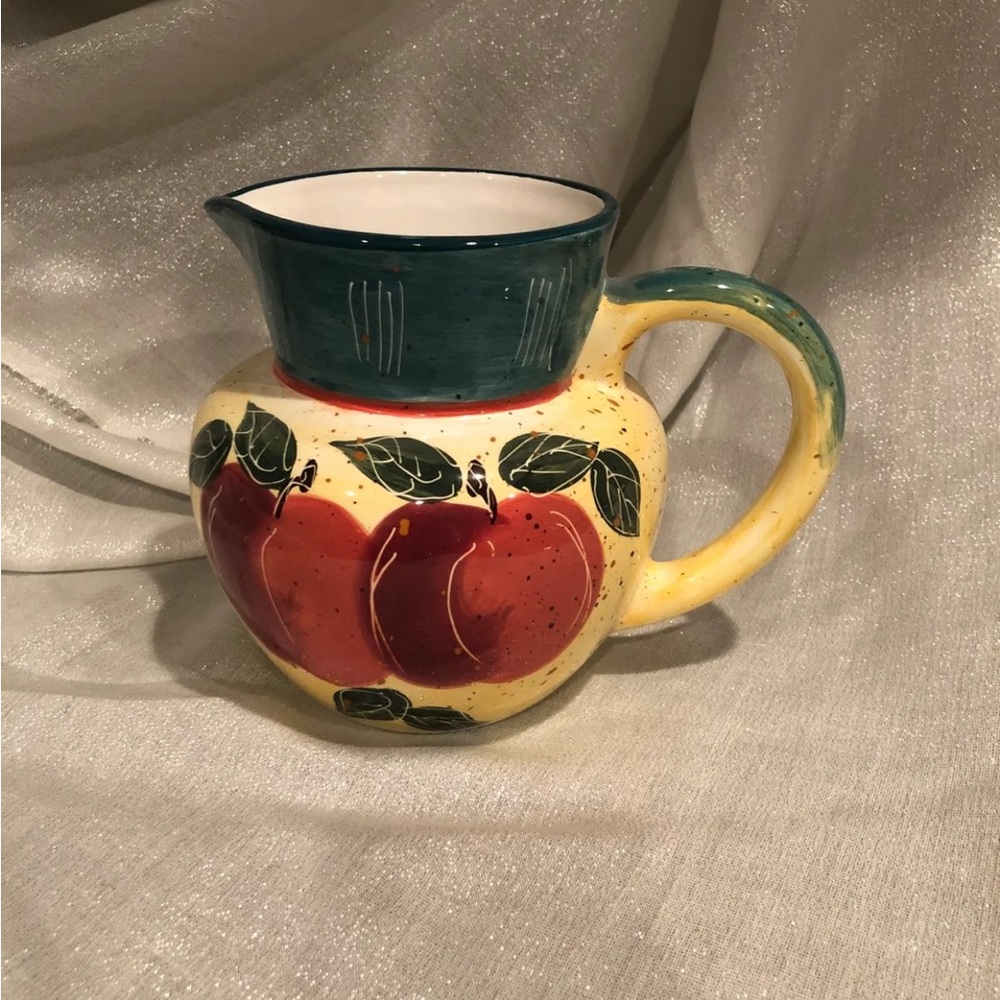 Hand-Painted Ceramic Pitcher with Apple Design